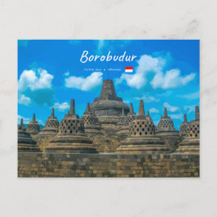 Cartão Postal Borobudur, Indonésia - Antigo Templo Budista