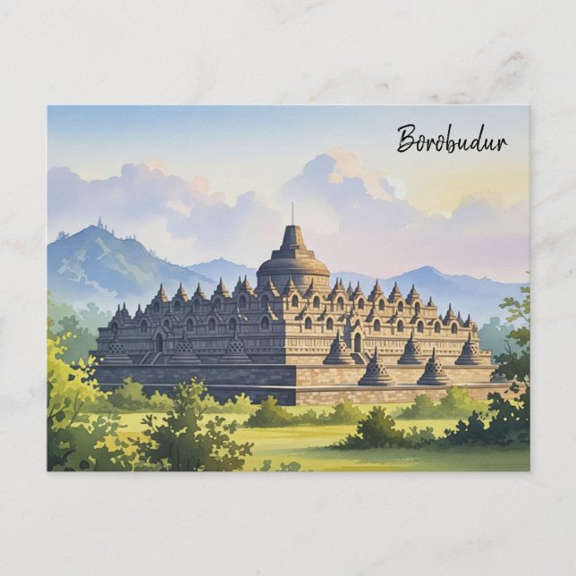 Cartão Postal Borobudur Indonesia viagem (Frente)