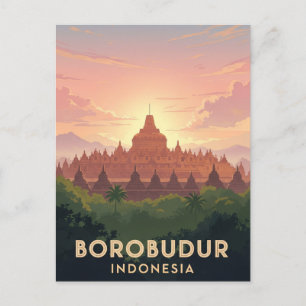 Cartão Postal Borobudur Indonesia viagem do patrimônio mundial d