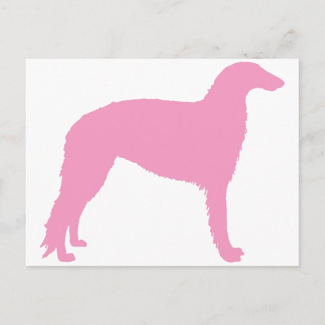 Cartão Postal Borzoi Dog (rosa) (Frente)