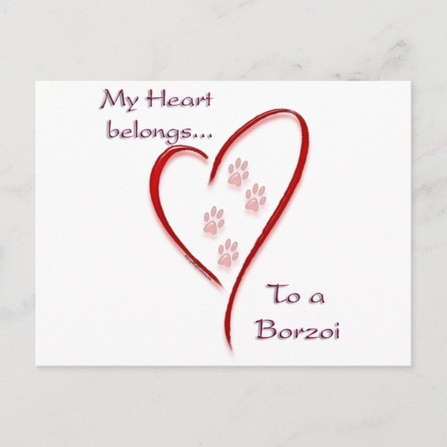 Cartão Postal Borzoi Heart Pertence (Frente)