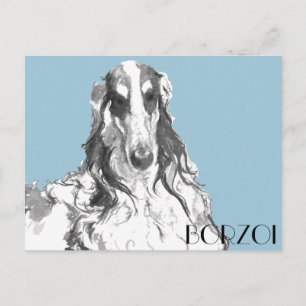 Cartão Postal Borzoi Portrait