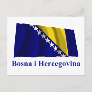 Cartão Postal Bósnia e Herzegovina acenando nome da bandeira na
