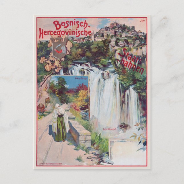 Cartão Postal Bosnisch-Hercegovinische Staatsbahnen Poster 1901 (Frente)