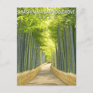 Cartão Postal Bosque de Bambu Arashiyama Vintage Japão