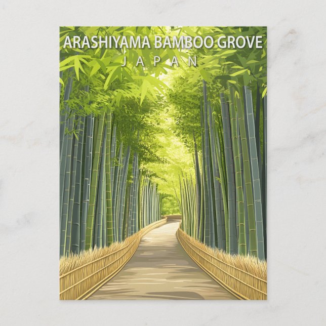 Cartão Postal Bosque de Bambu Arashiyama Vintage Japão (Frente)