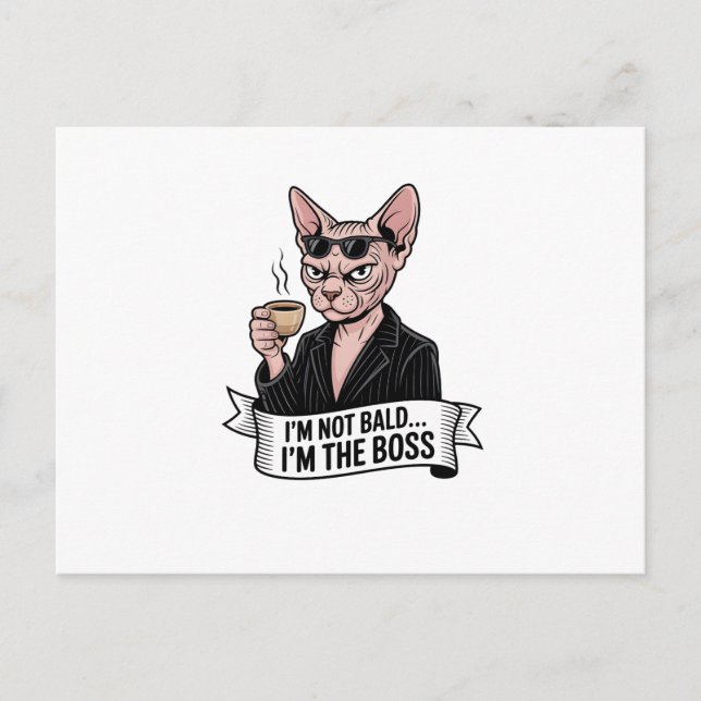 Cartão Postal Boss Sphynx Cat Coffee Artwork (Frente)