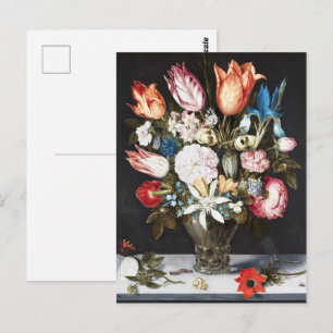 Cartão Postal Bosschaert Flor em Vidro Barroco Pintura Floral