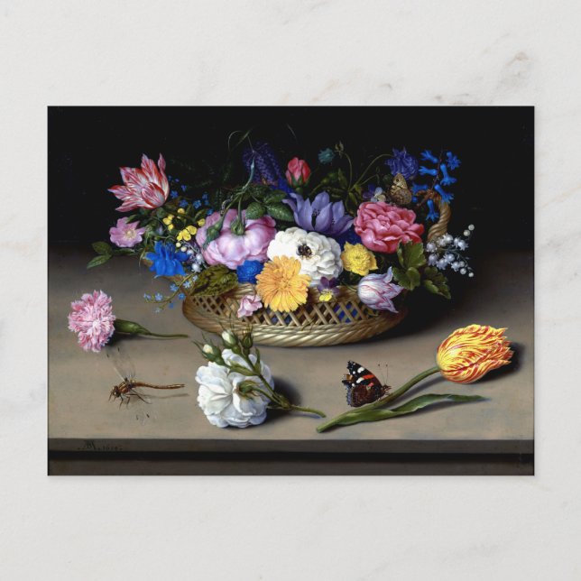 Cartão Postal Bosschaert Flower Ainda A Vida Insetos Arte Holand (Frente)