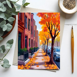 Cartão Postal Boston Autumn Foliage Watercolor