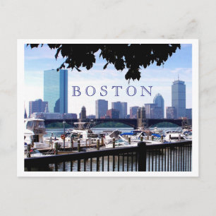 Cartão Postal Boston - Barcos, Galhos e Pontes