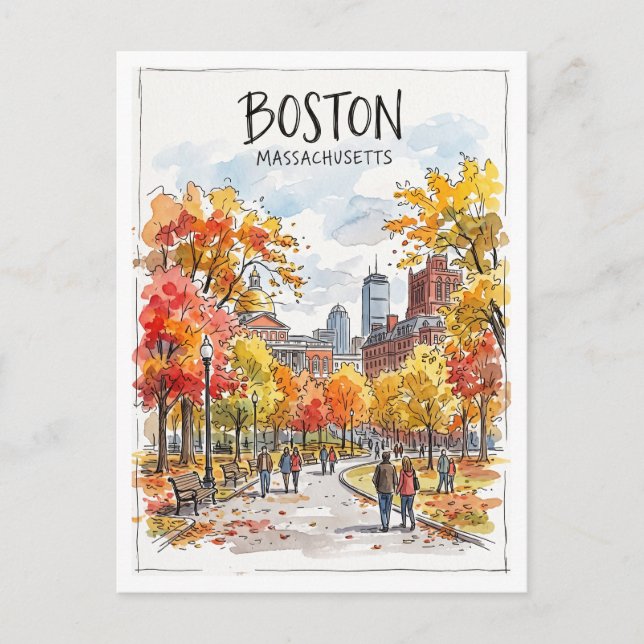 Cartão Postal Boston Common Massachusetts (Frente)