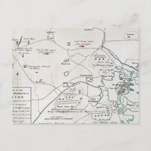 CARTÃO POSTAL BOSTON-CONCORD MAPA, 1775