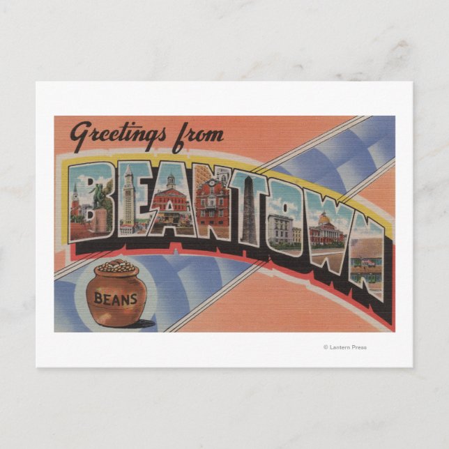Cartão Postal Boston, Massachusetts (Cidade de Bean) (Frente)
