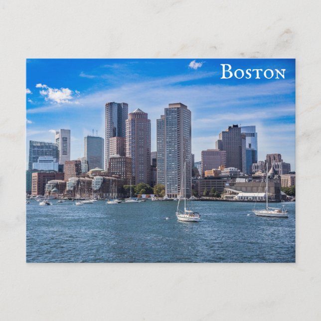 Cartão Postal Boston Massachusetts City Skyline Harbor Viagem (Frente)