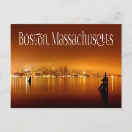 Cartão Postal Boston, Massachusetts, Skyline À Noite - EUA