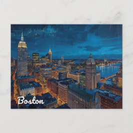 Cartão Postal Boston Massachusetts Skyline Art