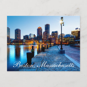 Cartão Postal Boston Massachusetts Skyline no Sunset Postar Card
