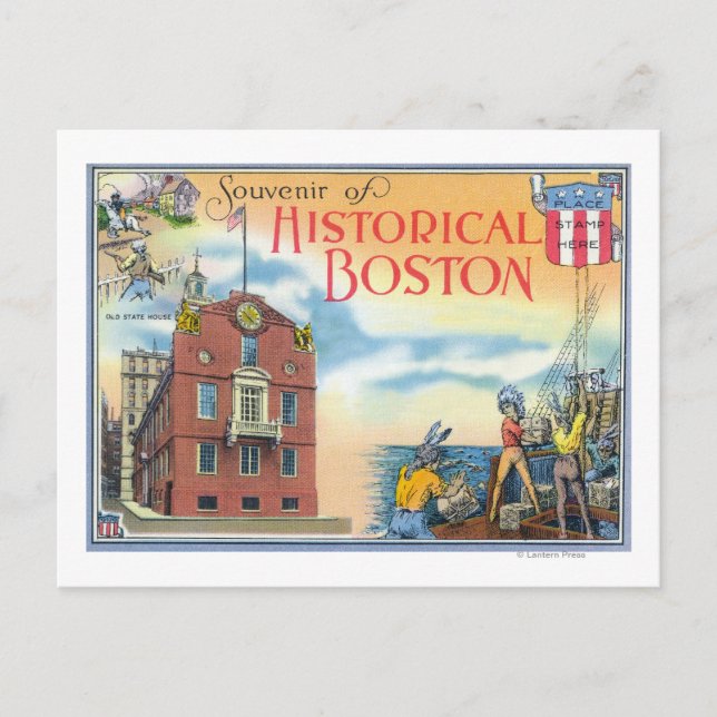 Cartão Postal Boston, MassachusettsCenários Históricos de Boston (Frente)