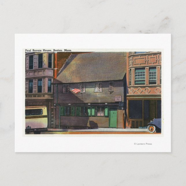 Cartão Postal Boston, MassachusettsView da Casa de Paul Revere (Frente)