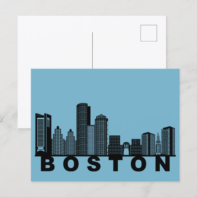 Cartão Postal Boston Postcard – Iconic Skyline Silhouette  (Frente/Verso)