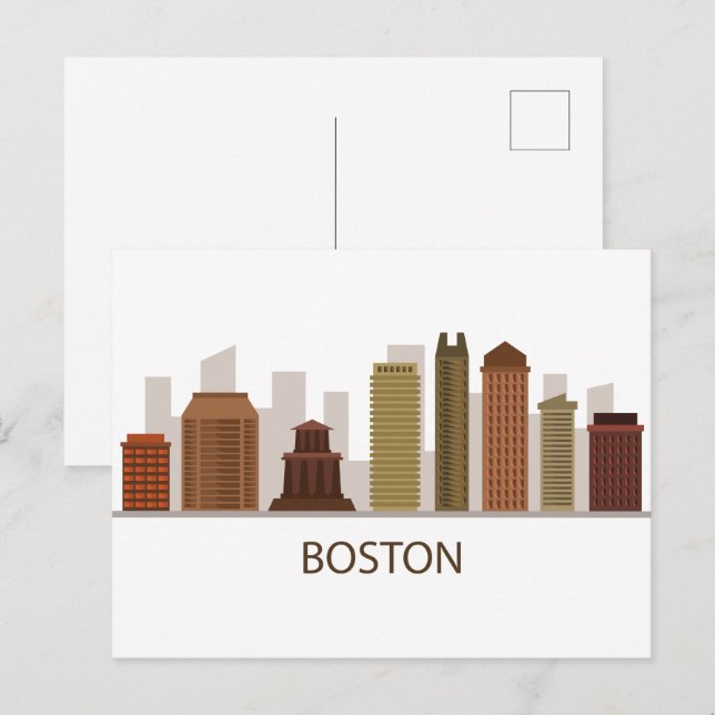 Cartão Postal Boston Skyline (Frente/Verso)