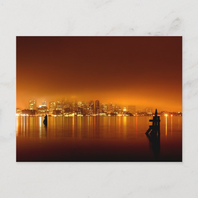 Cartão Postal Boston Skyline à noite (Frente)