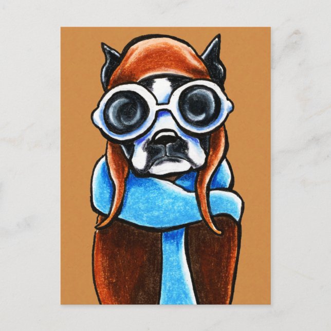 Cartão Postal Boston Terrier Aviator (Frente)