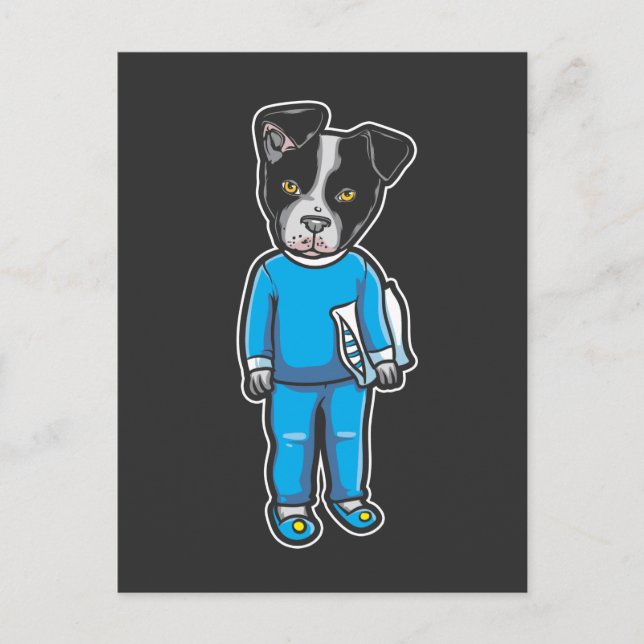 Cartão Postal Boston Terrier Dog Pajamas Puppy Dormir Bed Tempo (Frente)