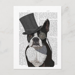 Cartão Postal Boston Terrier, Formal Hound e Chapéu