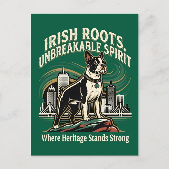 Cartão Postal Boston Terrier Irish Heritage Pride (Frente)