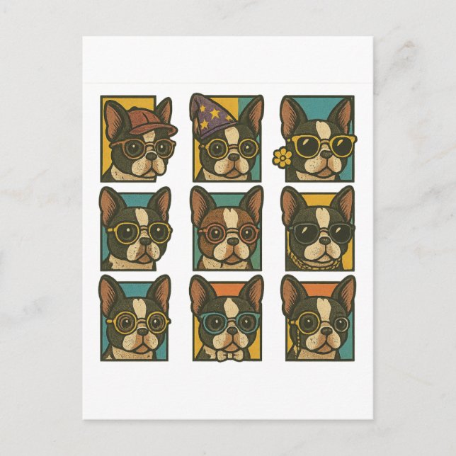 Cartão Postal Boston Terrier Trendsetters (Frente)