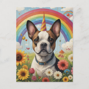 Cartão Postal Boston Terrier Unicorn