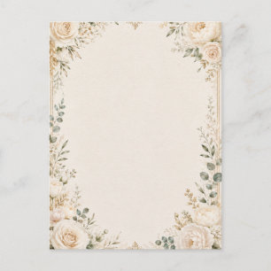 Cartão Postal Botânica Elegante em Papel Artesanal Antigo