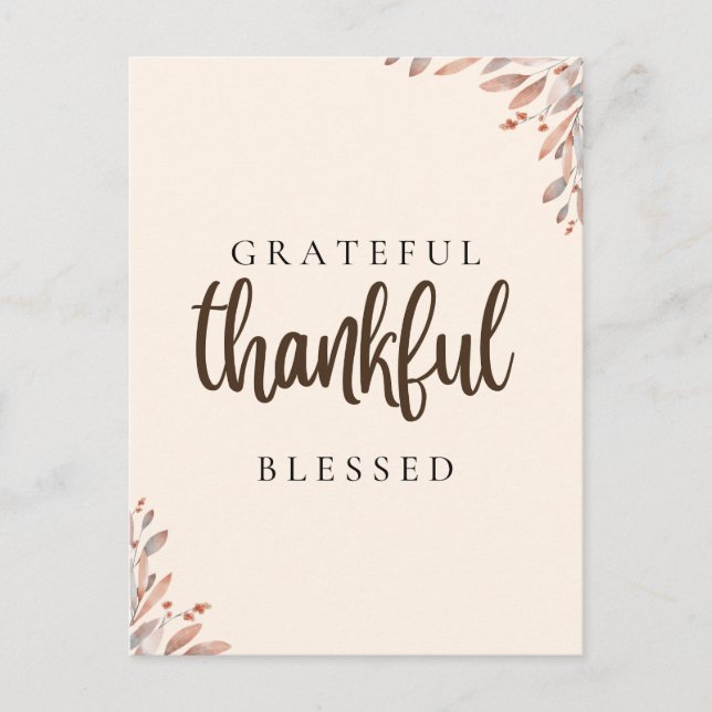 Cartão Postal Botânica Grata Agradecida Bênção (Frente)