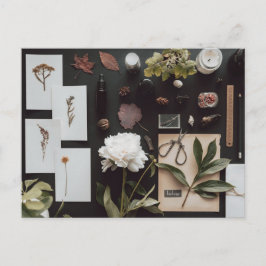 Cartão Postal Botanical Science Flat Lay Academia