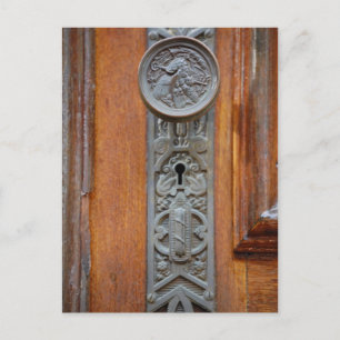 Cartão Postal Botão de porta vitoriano e fechadura