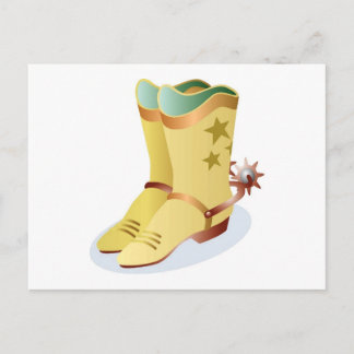 Cartão Postal Botas brancas de cowboy com roldanas rolantes