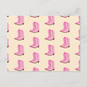 Cartão Postal Botas de Cowboy Vaqueira Rosa País Texas Rancho