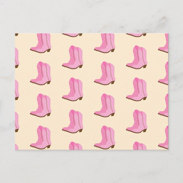Cartão Postal Botas de Cowboy Vaqueira Rosa País Texas Rancho (Frente)