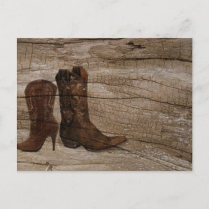 Cartão Postal Botas primitivas de cowboy do país ocidental