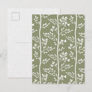Cartão Postal Botões de Flores Delicados Florescem Minimalista O