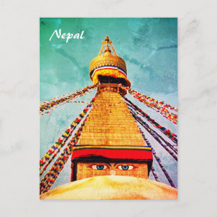 Cartão Postal Boudhanath Stupa, Olhos Buda, Cartão-postal do Ne