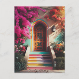 Cartão Postal bougainvillea flores retro