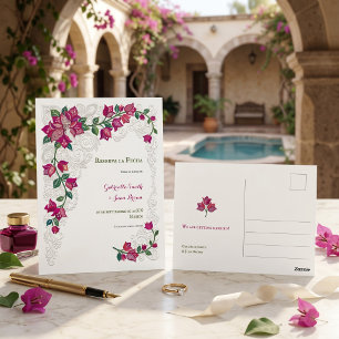 Cartão Postal Bougainvillea Renda Art Nouveau Reserva a Data