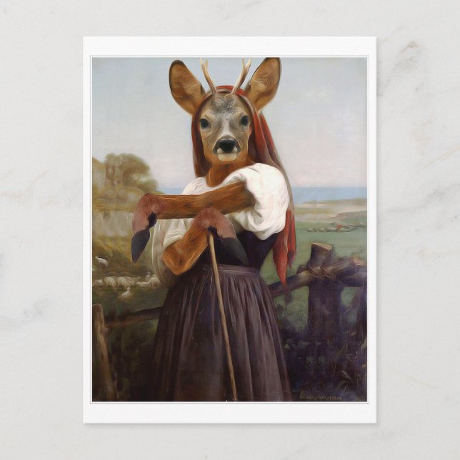 Cartão Postal Bouguereau Deer Shepherdese (Frente)