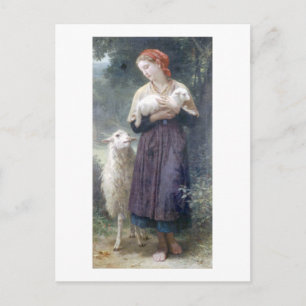 Cartão Postal Bouguereau - L'Agneau Nouveau-ne