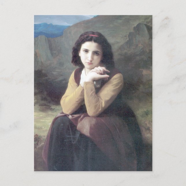 Cartão Postal Bouguereau - Mignon Pensive (Frente)