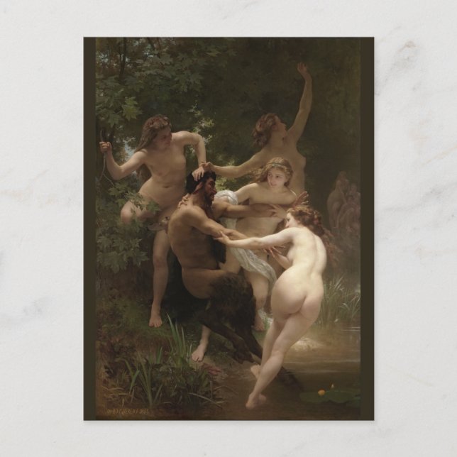 Cartão Postal Bouguereau Ninfhs e Satyr (Frente)