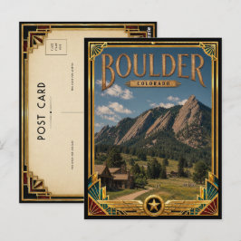 Cartão Postal Boulder Colorado Arte Deco Vintage Idade Dourada